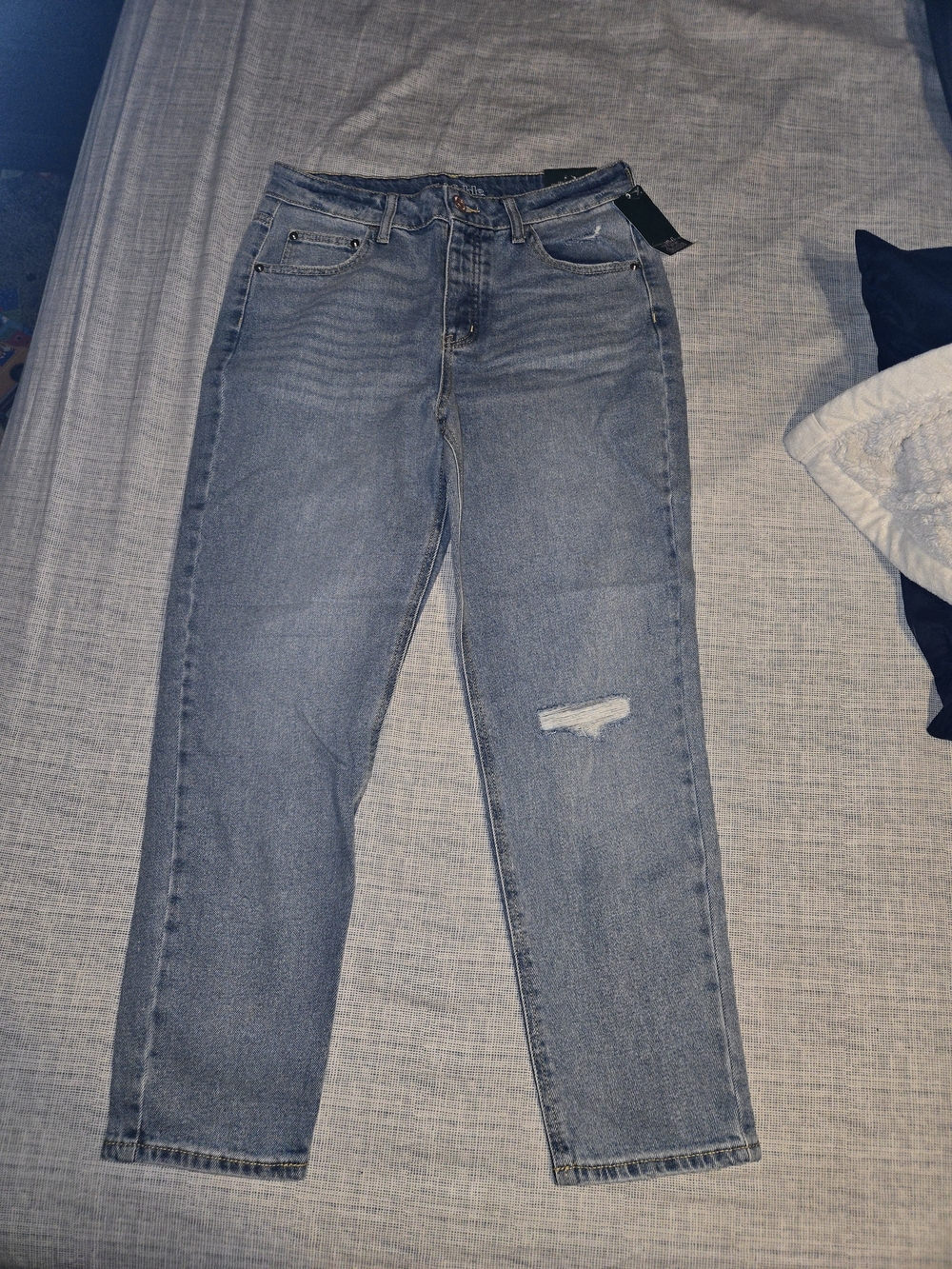 wild fable Straight Leg Light Blue Denim Jeans with Knee Distress
